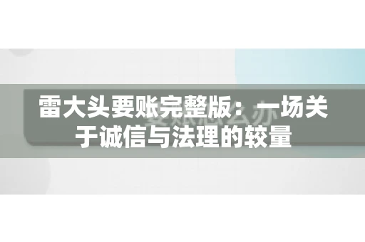 雷大头要账完整版：一场关于诚信与法理的较量