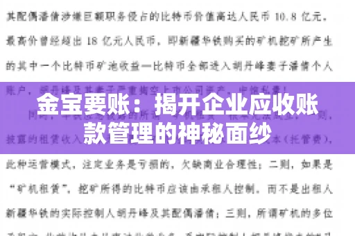 金宝要账：揭开企业应收账款管理的神秘面纱